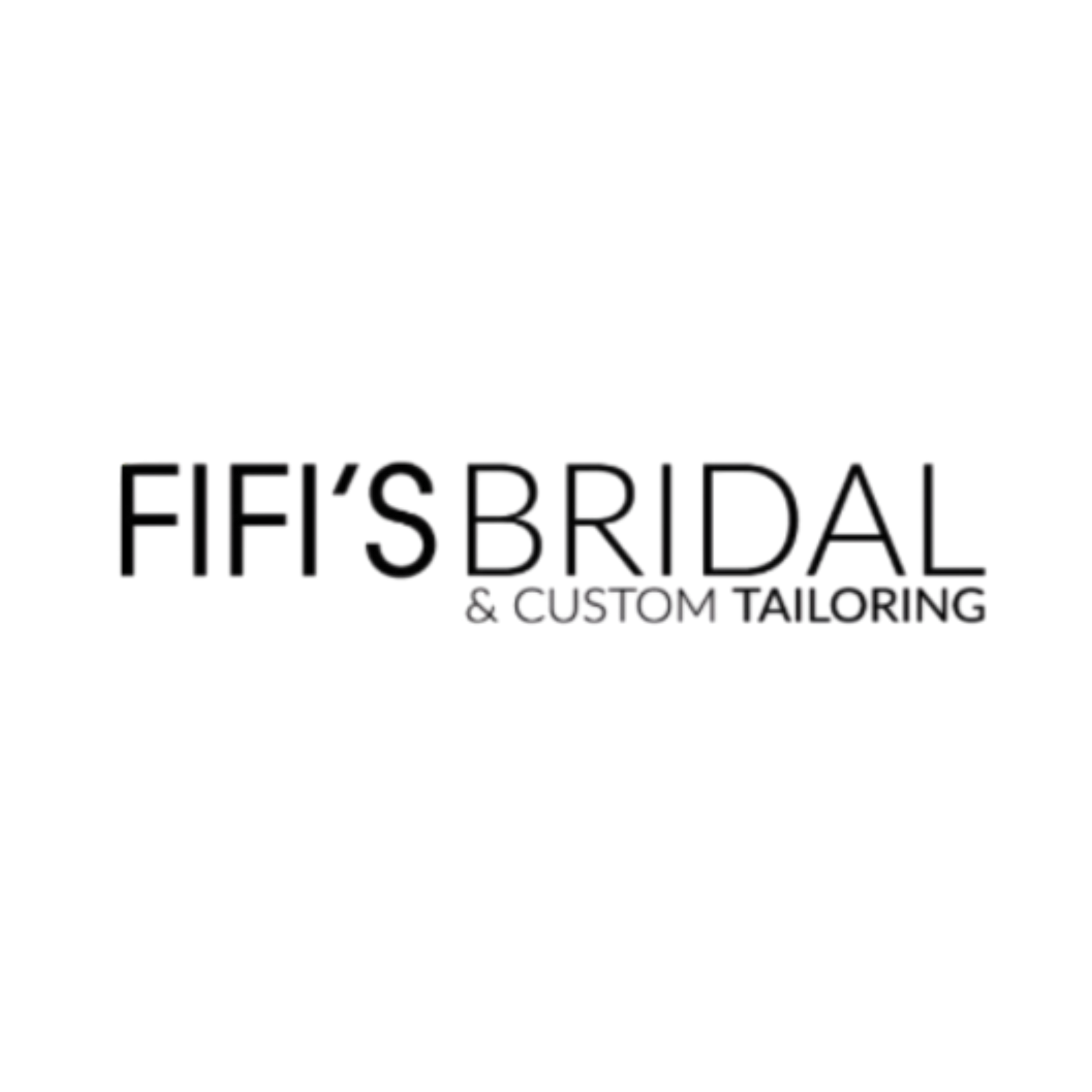 Fifi's Bridal & Custom Tailoring logo in black text on white background.