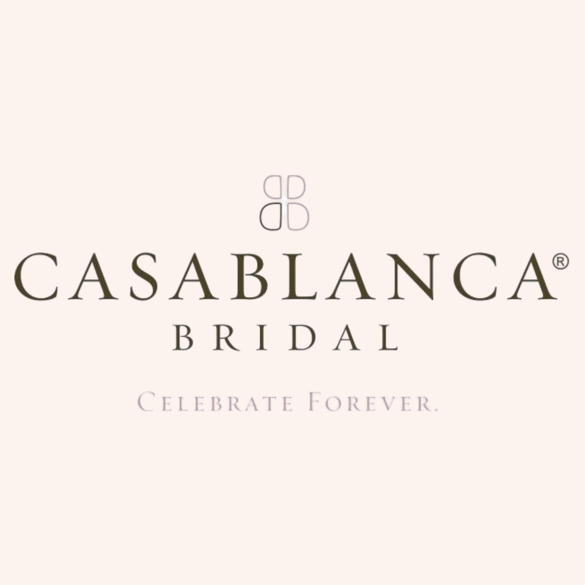 Casablanca Bridal logo with text and stylized design, promoting weddings.