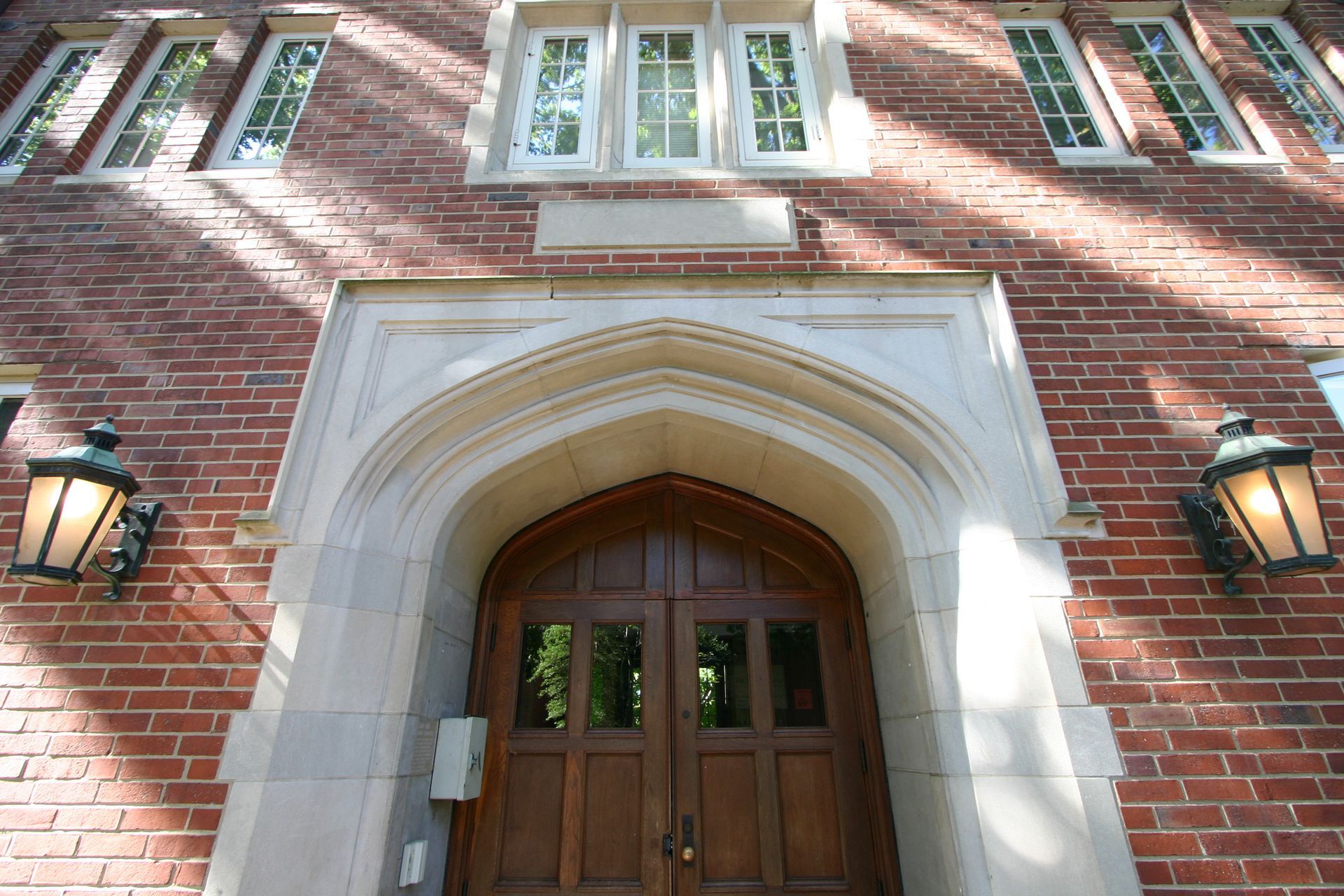 photo of a doorway to a red brick building