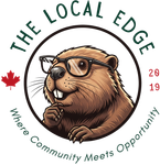 Logo: A beaver wearing glasses, encircled by text "The Local Edge". Canadian flag present.