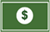 Green rectangle with a white dollar sign symbol.