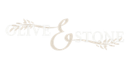 Olive & Stone logo, tan cursive 