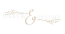 Olive & Stone logo, tan cursive 