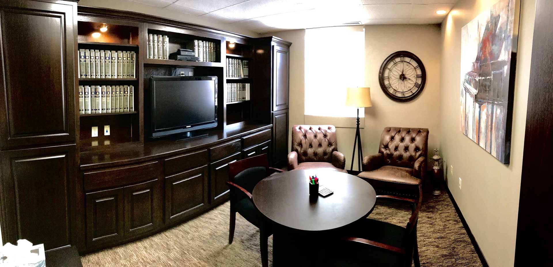 Room with TV and Chairs — Marion, IL — Michelle M. Schafer Attorney At Law, LLC