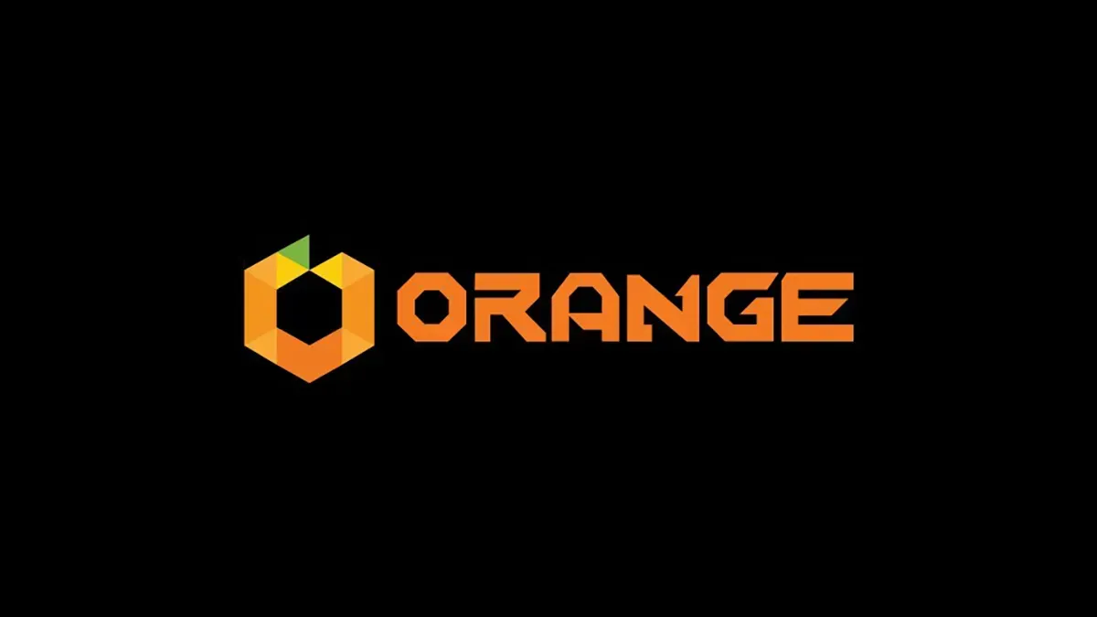 A logo named Orange in front of a black background