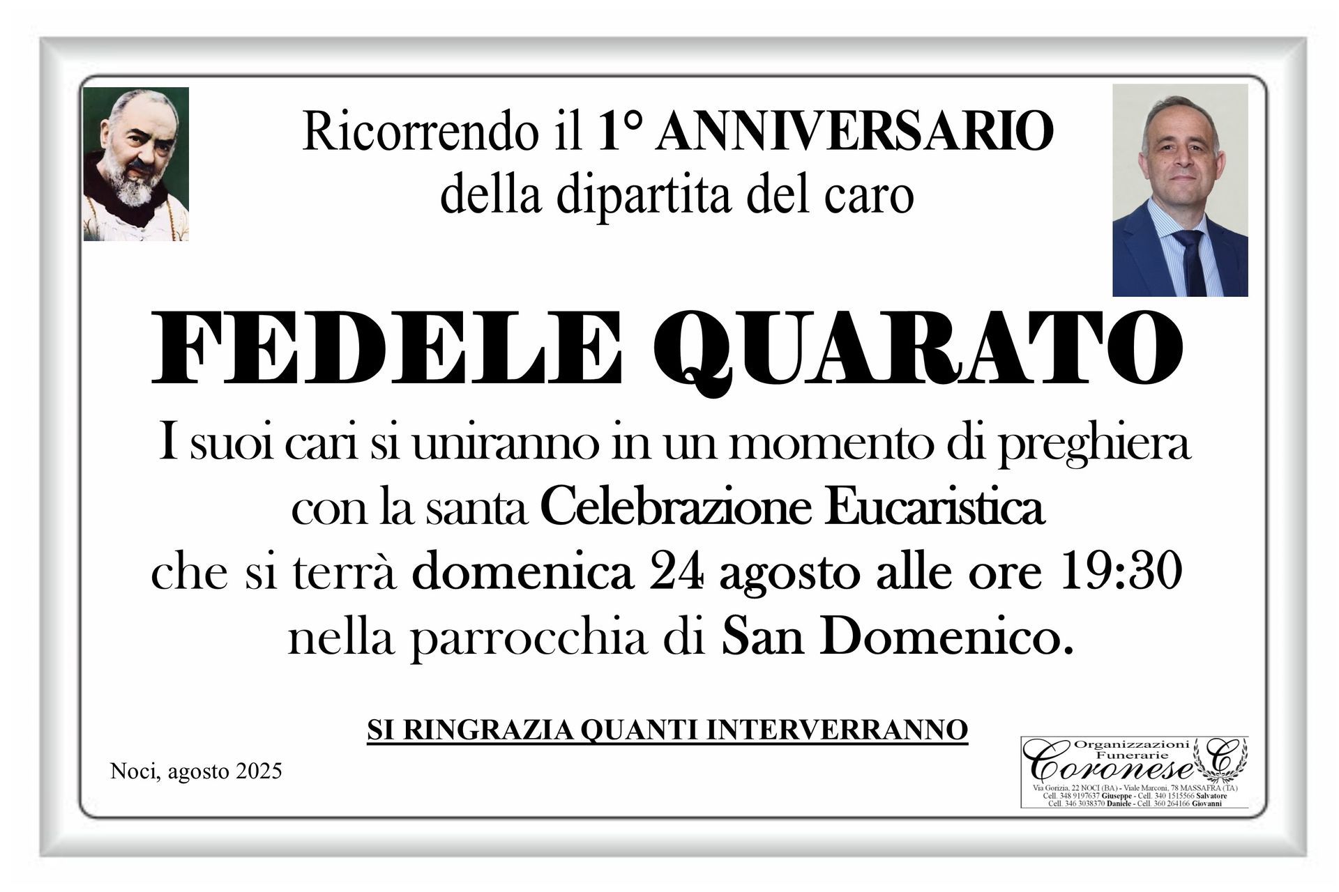 necrologio FEELE QUARATO