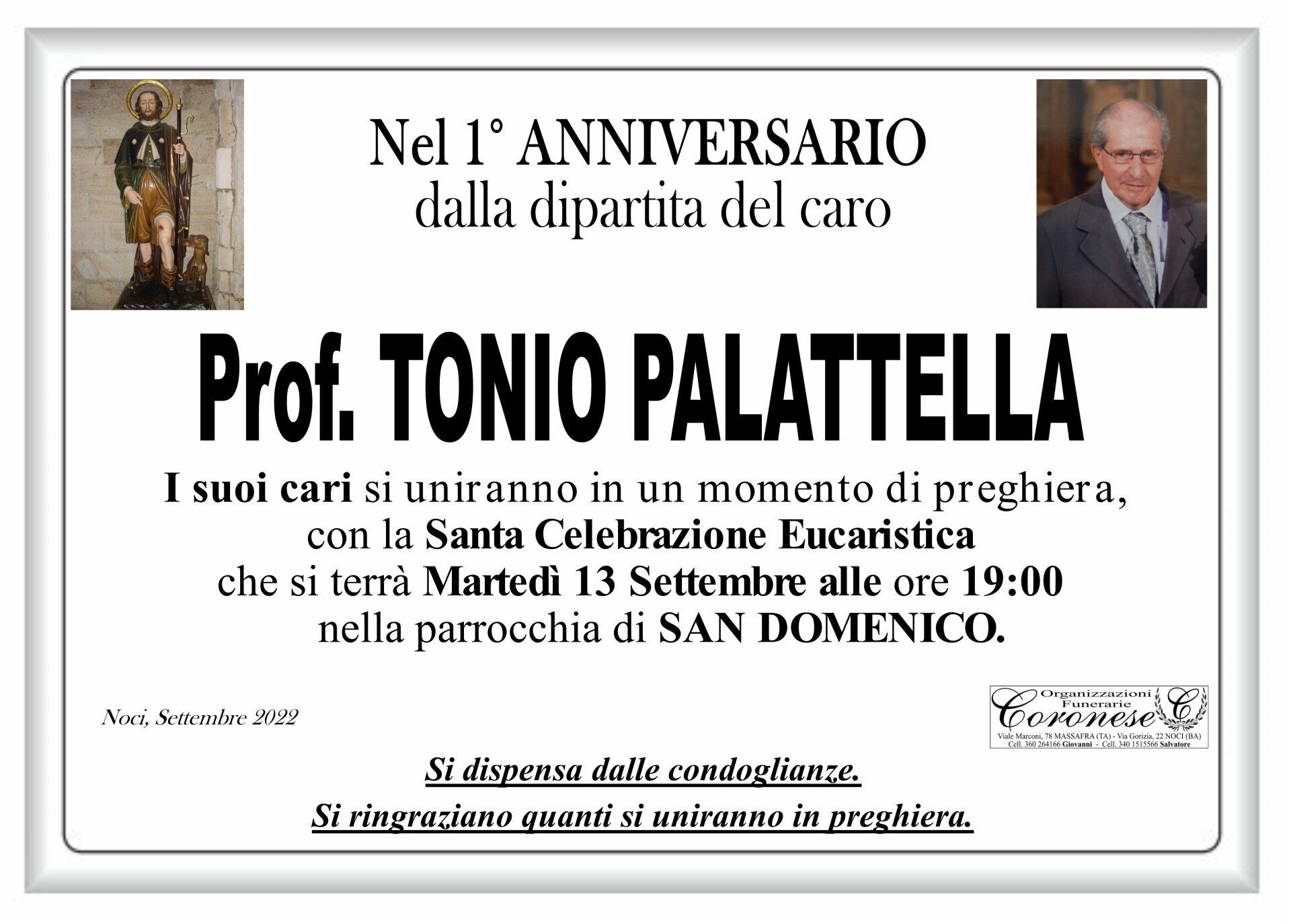 necrologio Prof. TONIO PALATTELLA