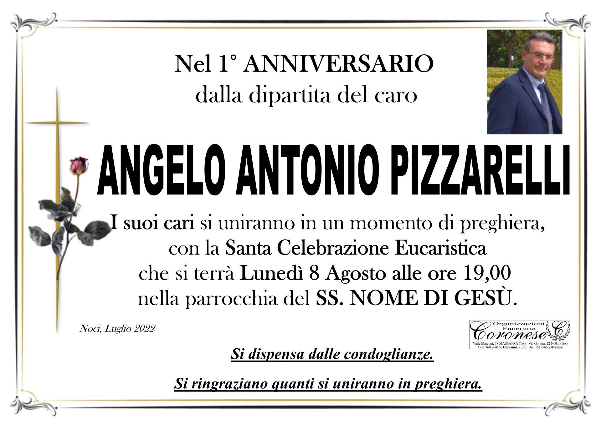 necrologio ANGELO ANTONIO PIZZARELLI