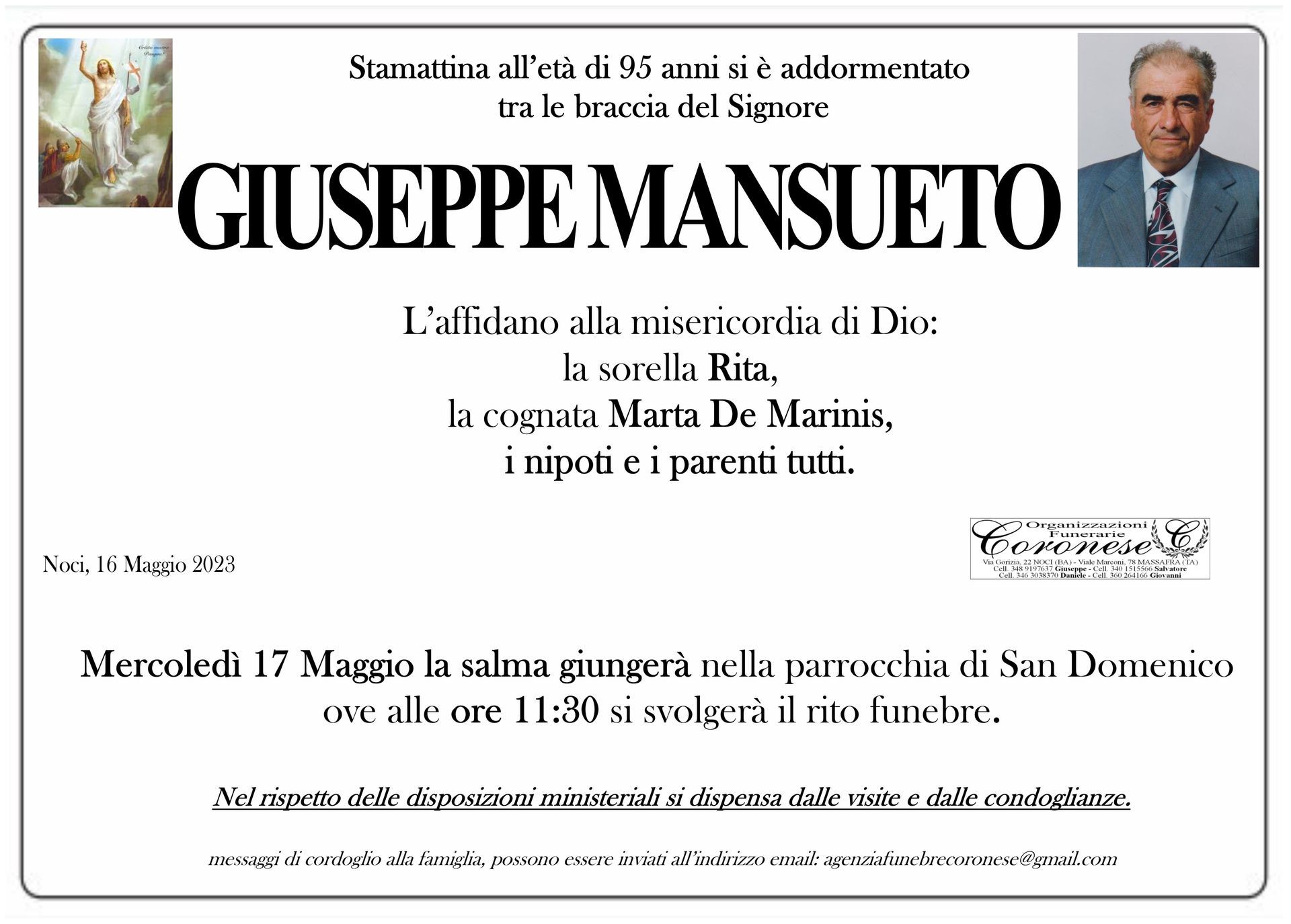 necrologio GIUSEPPE MANSUETO