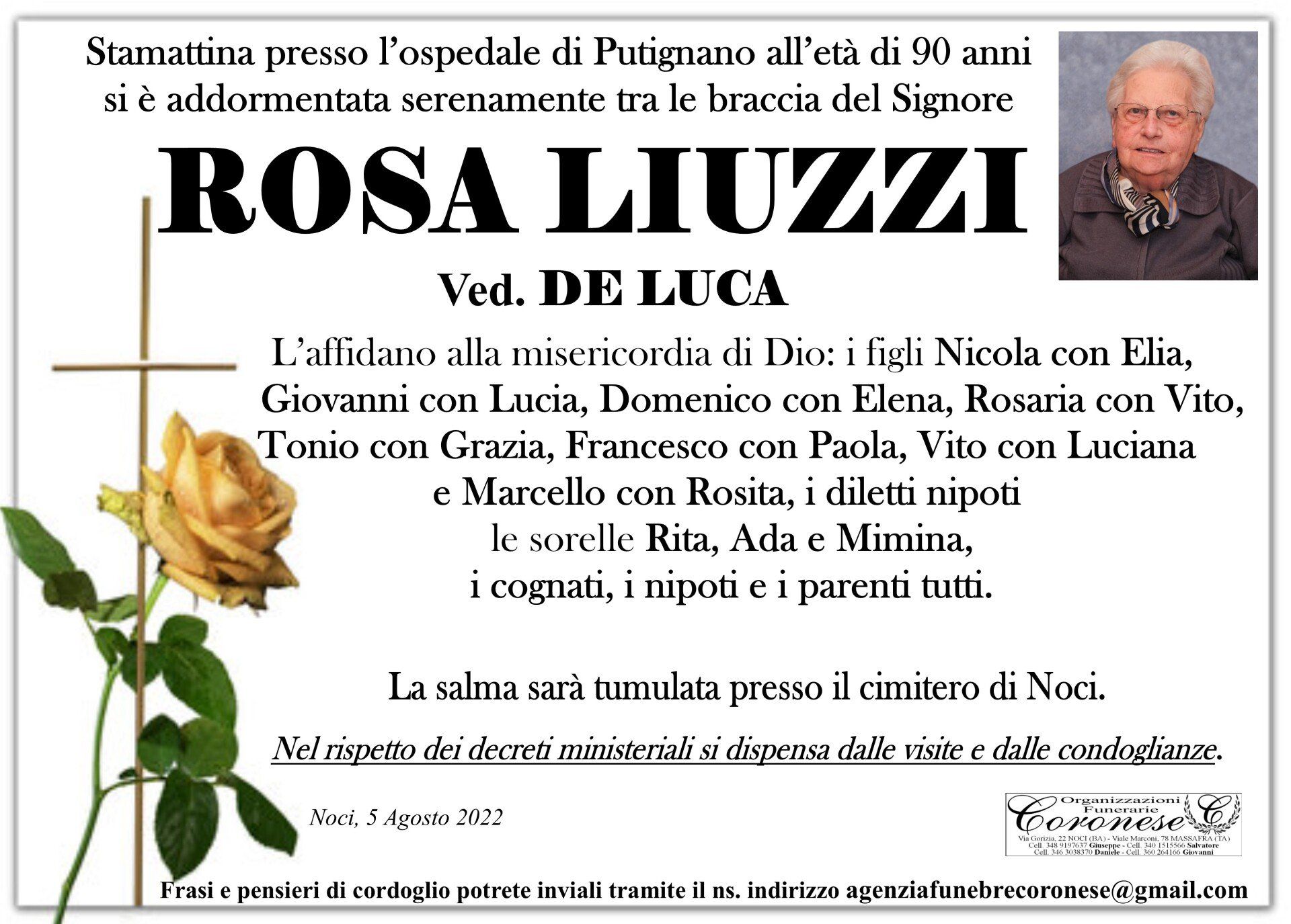 necrologio  ROSA LIUZZI ved: De Luca
