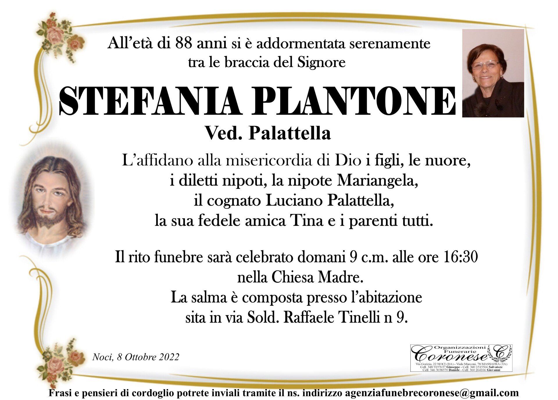 necrologio STEFANIA PLANTONE Ved: PALATTELLA