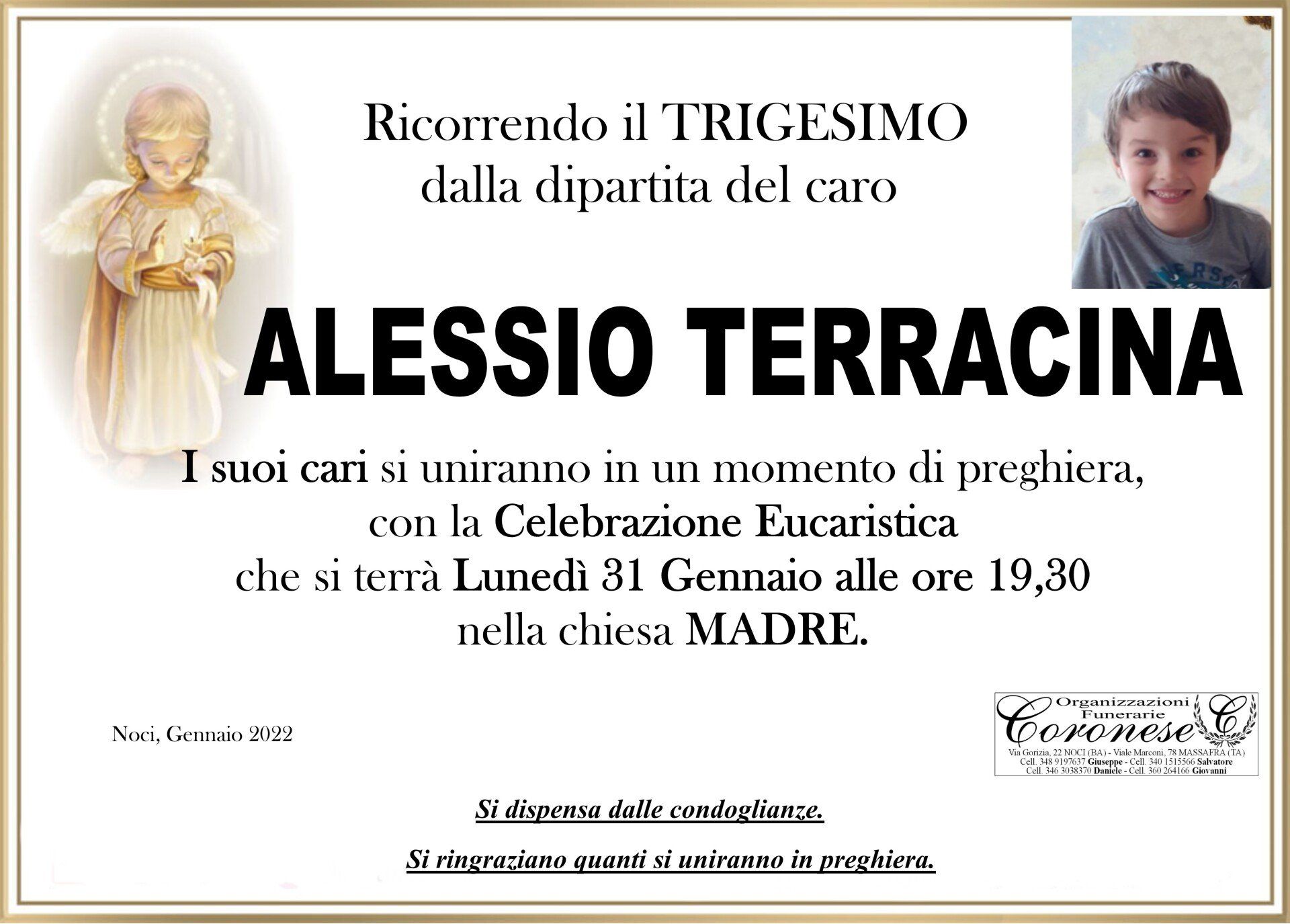 necrologio ALESSIO TERRACINA