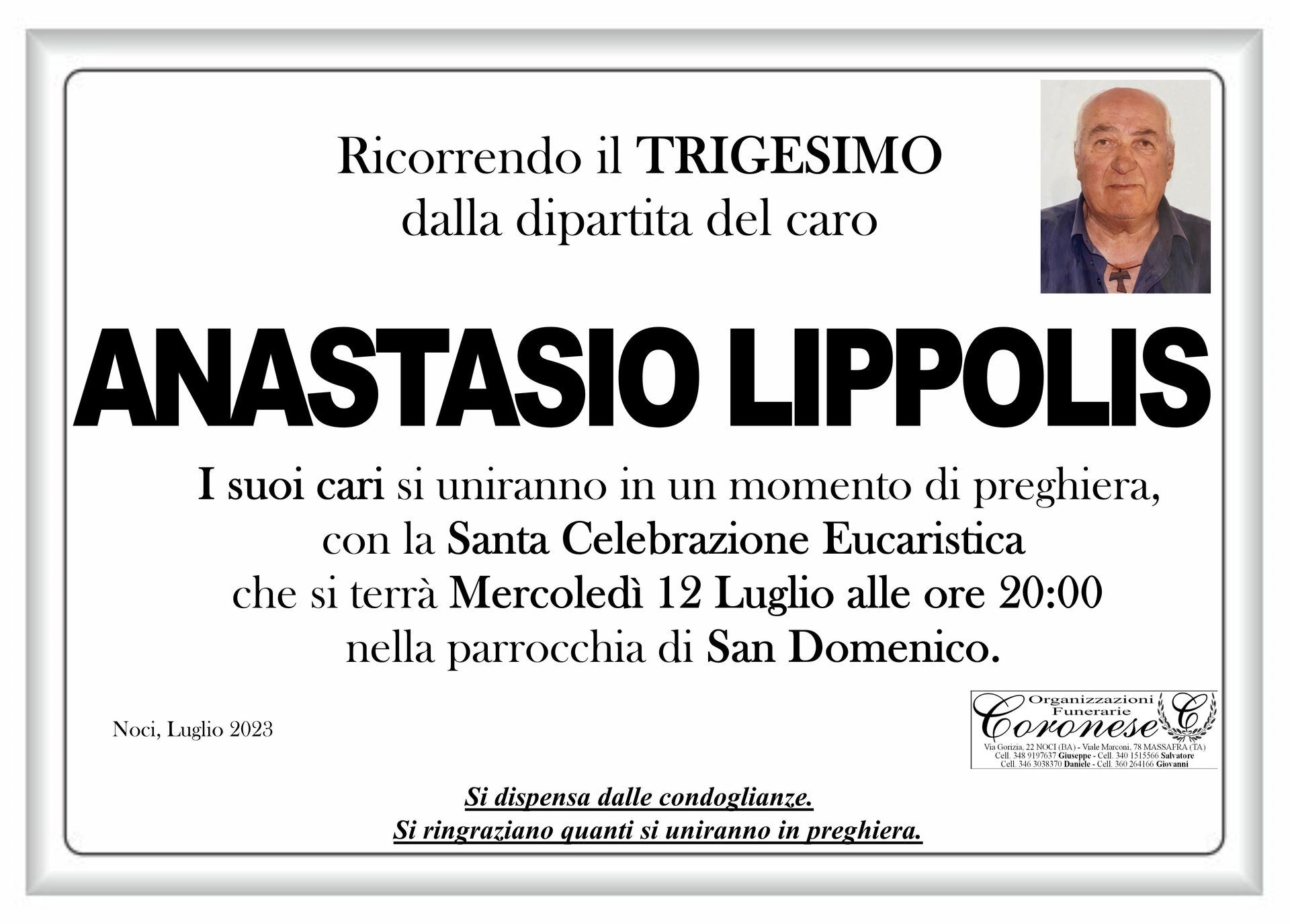 necrologio ANASTASIO LIPPOLIS