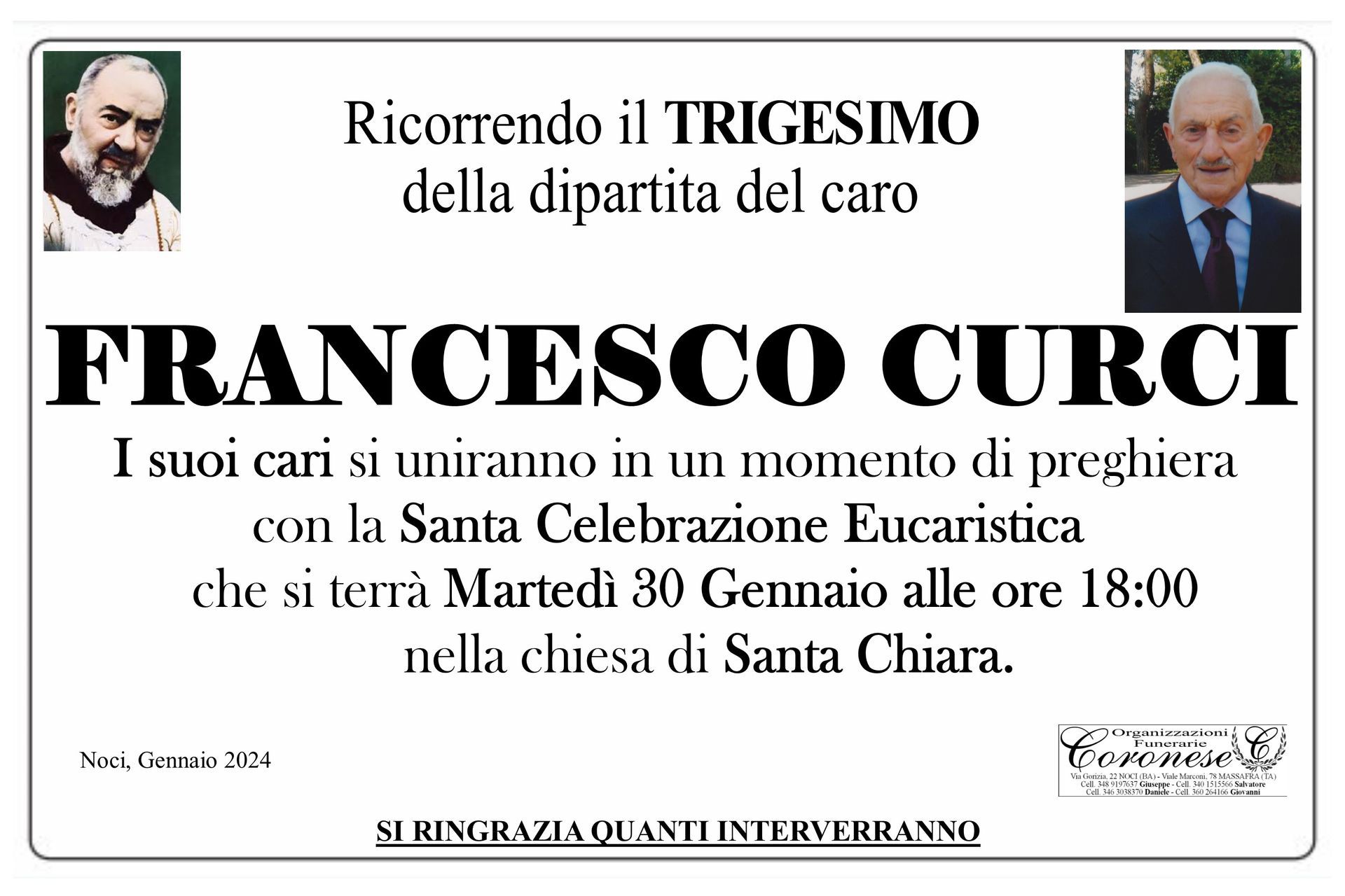necrologio FRANCESCO CURCI