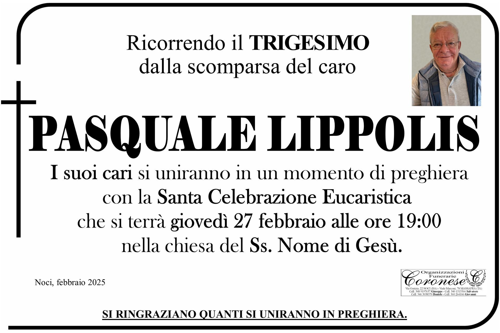 necrologio PASQUALE LIPPOLIS