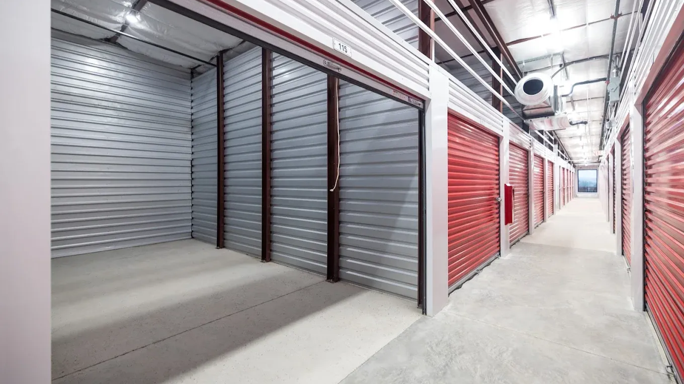 Clean climate-controlled storage hallway at Temple Star Storage
