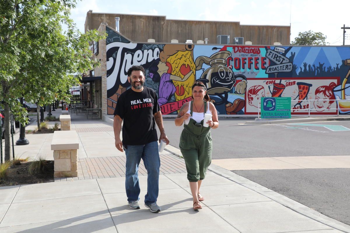 Colorful street murals in downtown Temple TX