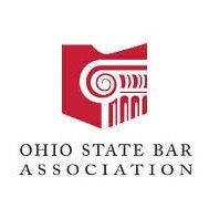 The logo for the ohio state bar association is red and white.