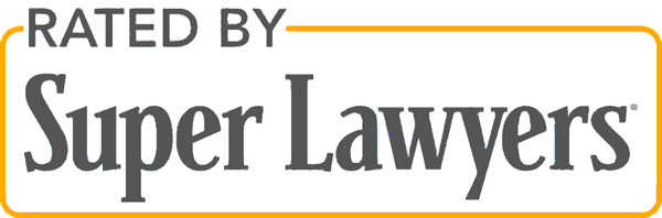 The logo for super lawyers is rated by super lawyers.