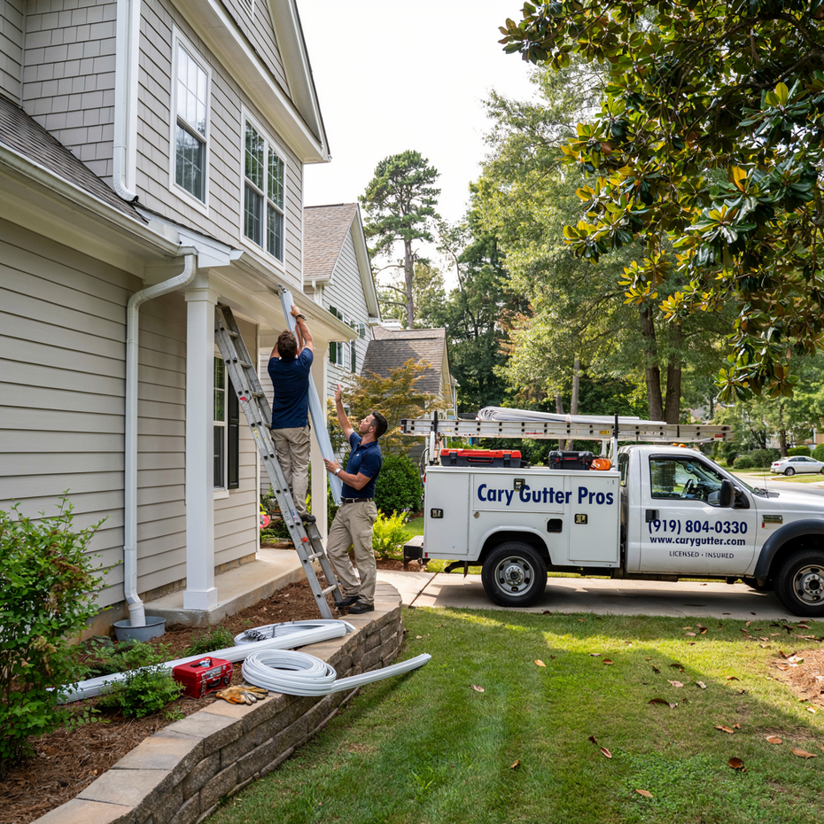 man putting gutter guard