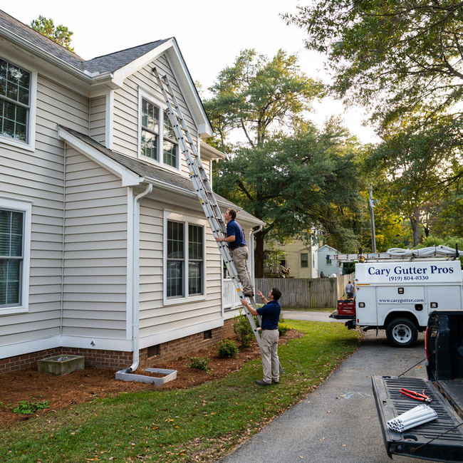 man holding/carrying the roof gutter