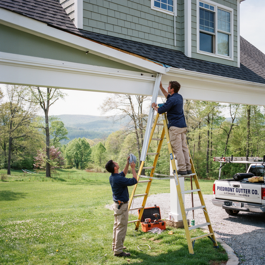 a house roof with gutter system