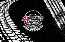 Affordable Tires Daytona Beach logo with phone number 386-323-9848 on black background