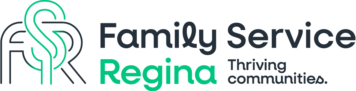 Family Service Regina logo with green and black text and the tagline “Thriving communities.”