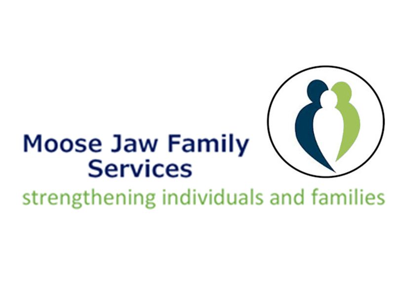 Moose Jaw Family Services logo with blue and green icon and the tagline “strengthening individuals and families”