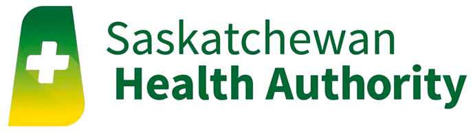 Saskatchewan Health Authority logo with green and yellow cross icon and green text