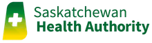 Saskatchewan Health Authority logo with green and yellow cross icon and green text