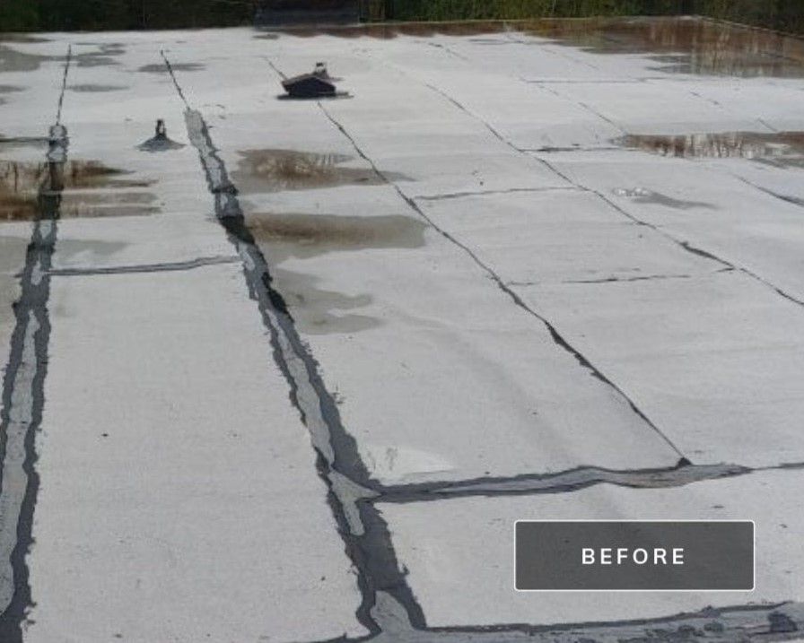 A picture of a roof before being fixed