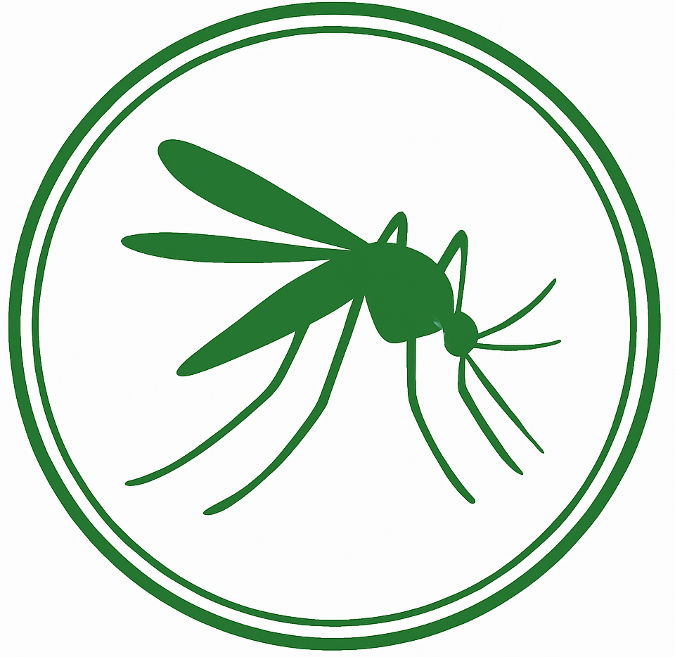 A mosquito is in a green circle on a white background.