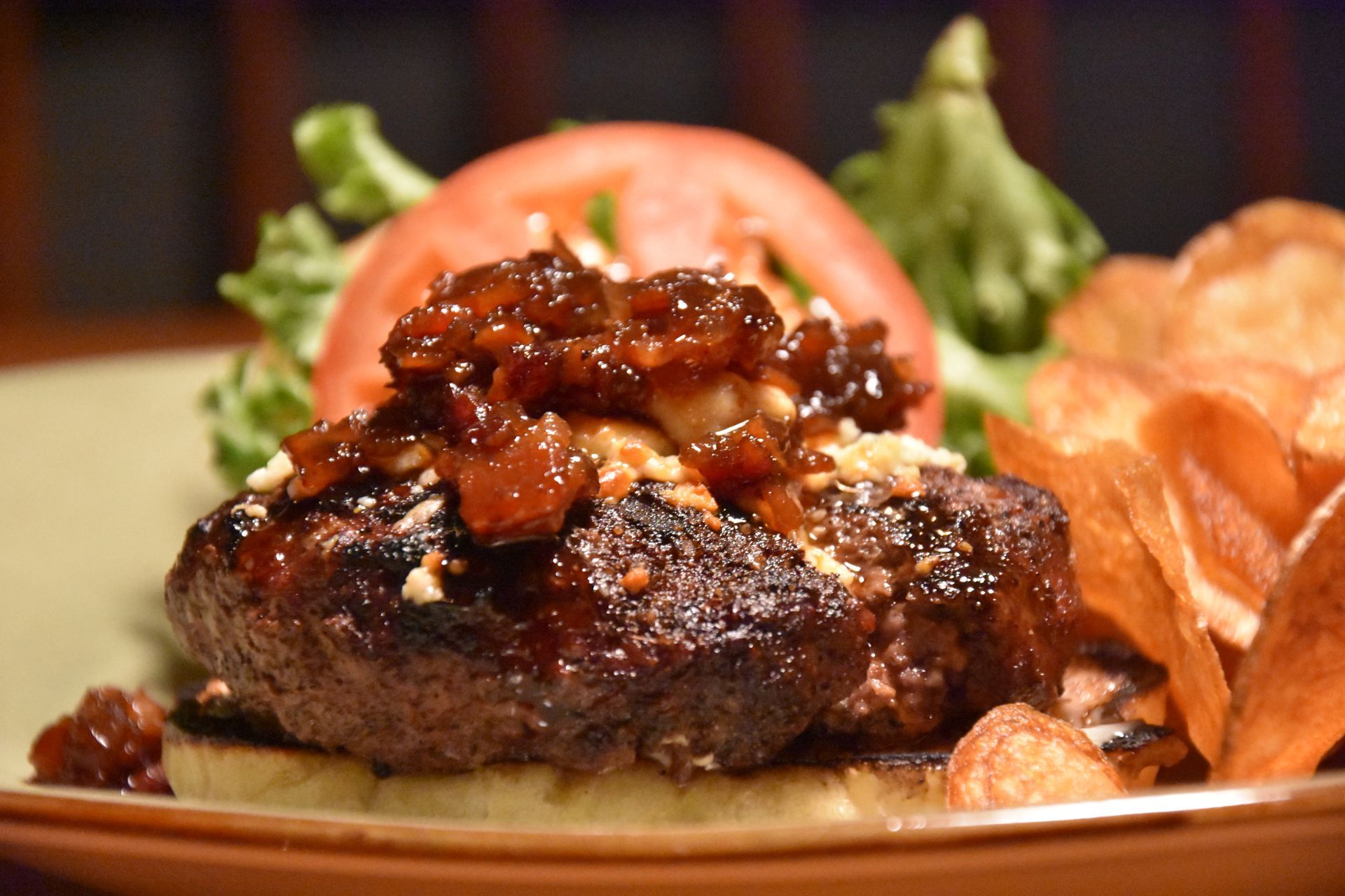 Delicious burger in East Burke, Vermont