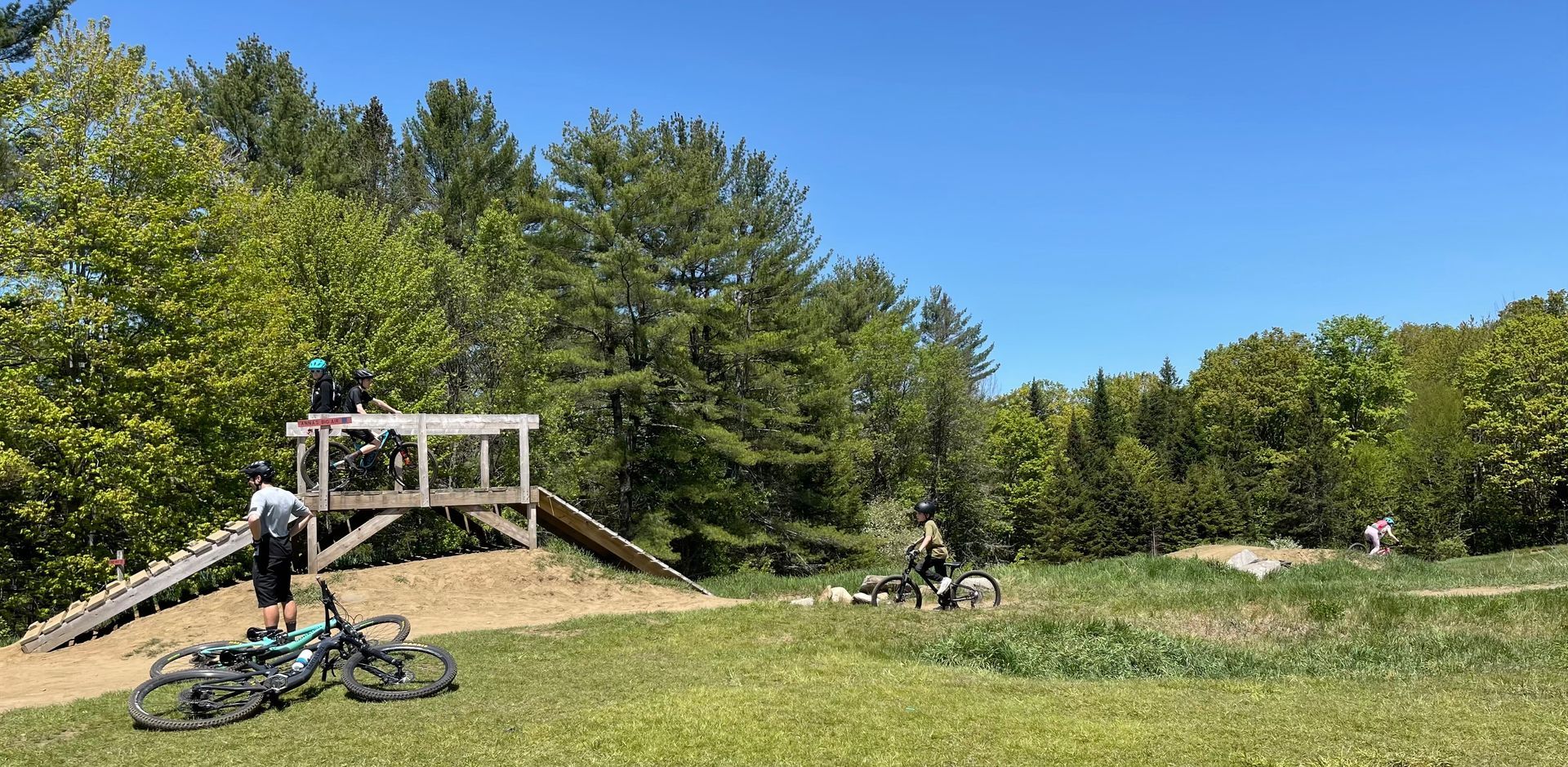 Mountain Bikers hit The Wildflower Skills Park at The Wildflower Inn, Restaurant, and Pub