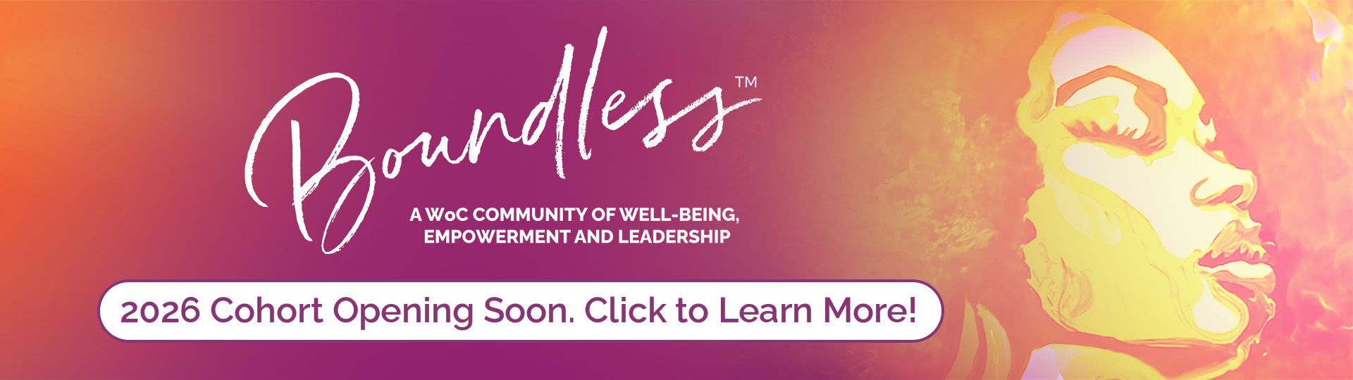 Boundless woman, Boundless logo and new cohort begins january 2026