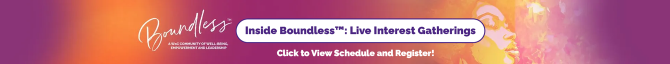 Pink banner with two women, script text, and button that says,