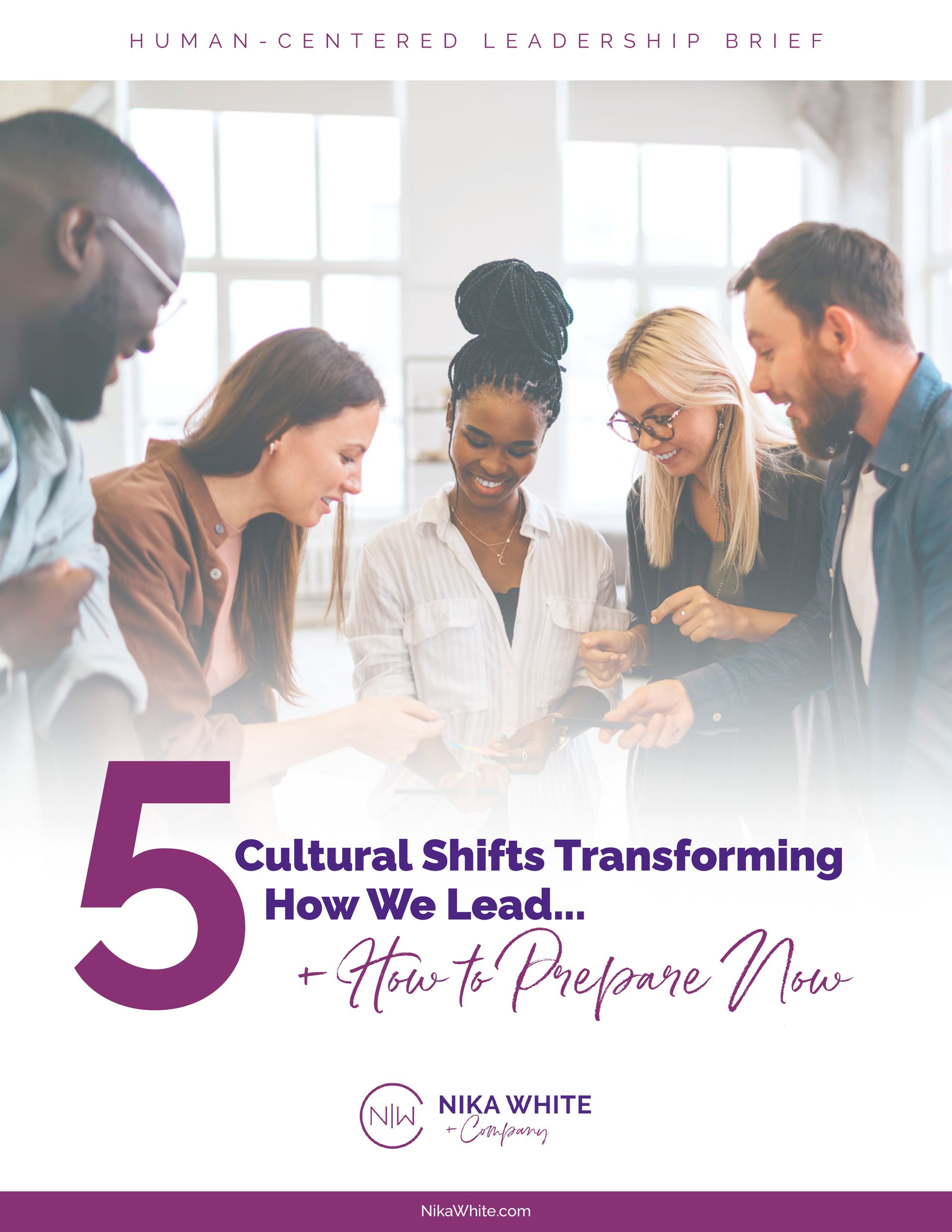 Three-page document for self-regulation. Cover: group of people. Other pages show text and graphics in white and purple.