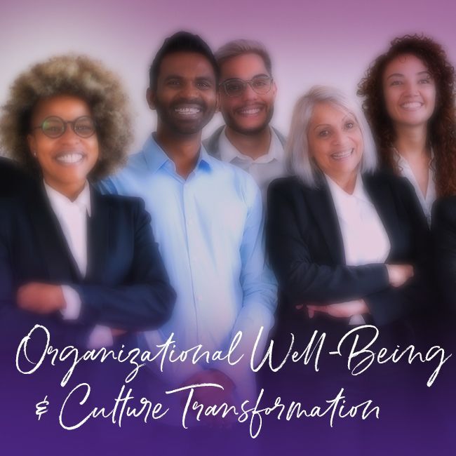 People in a circle discussing at an office. The text says