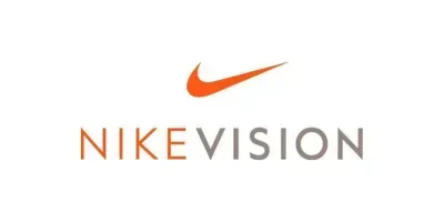 The nike vision logo is orange and gray on a white background.
