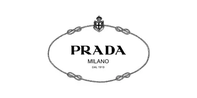 A black and white logo for prada milano on a white background.
