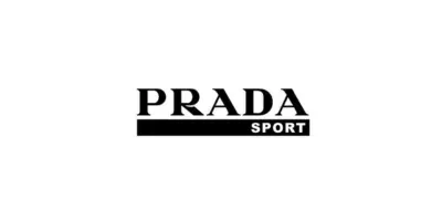 A black and white logo for prada sport on a white background.