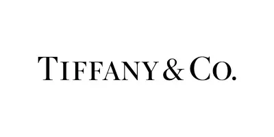 A black and white logo for tiffany & co. on a white background.
