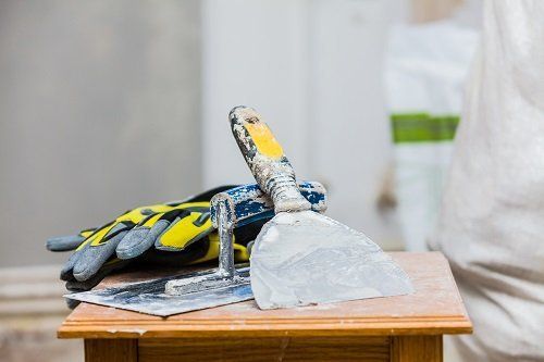 Constructor's tools on construction site