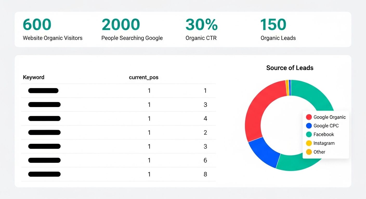 Three graphs showing SEO analytical marketing details.
