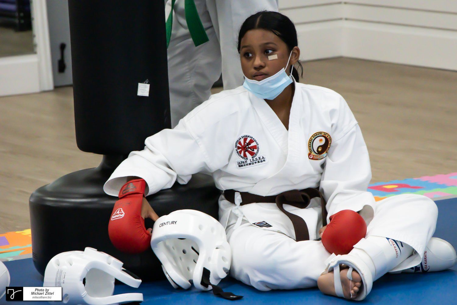 TKA Dojo Karate Belt Testing Sept 201 -Student Resting between sparring