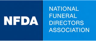 NFDA logo with white text on blue background; National Funeral Directors Association