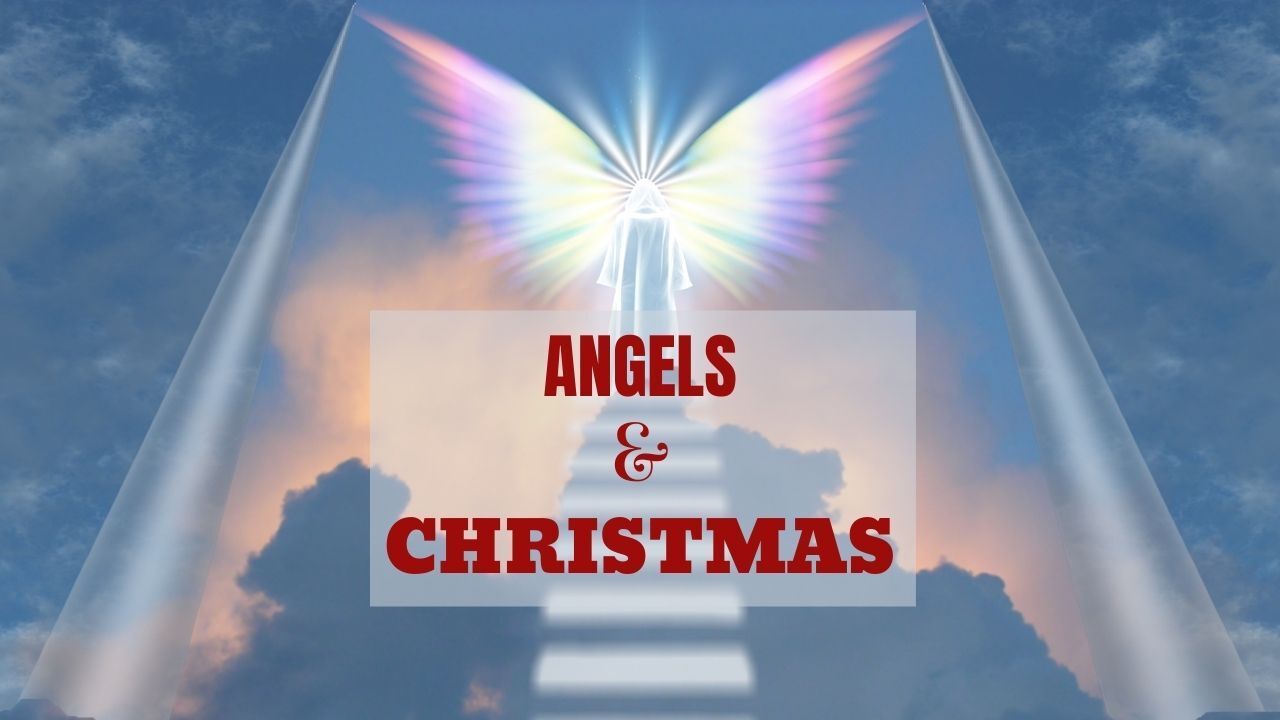 A sign that says angels and christmas on it