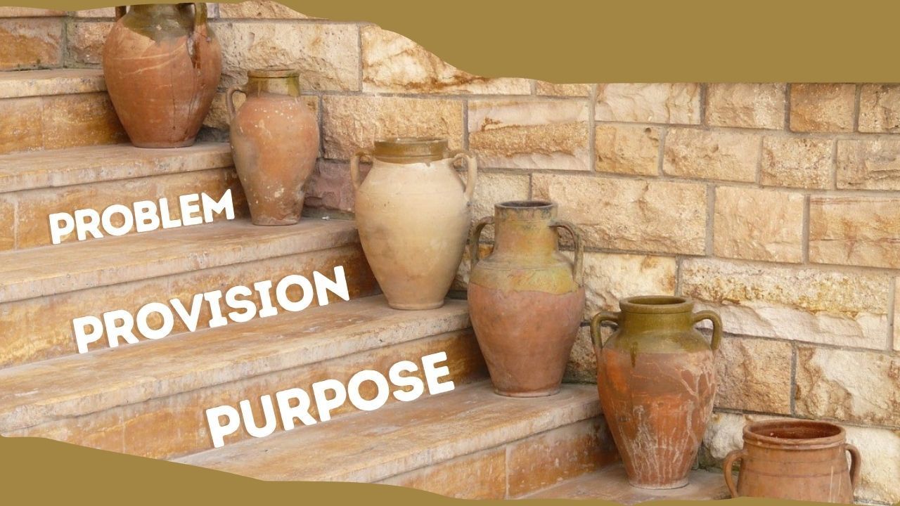 A group of clay pots sitting on top of a set of stairs.