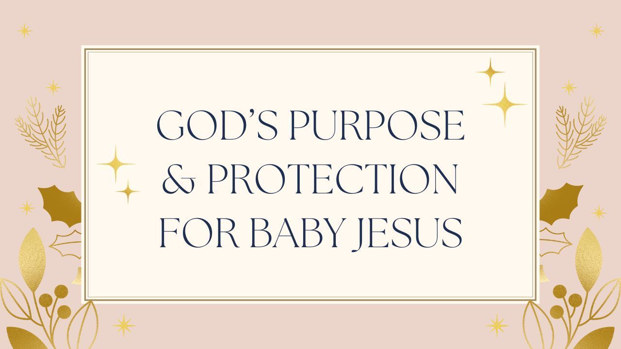 God 's purpose and protection for baby jesus is written on a pink background.